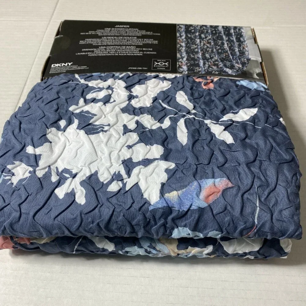 DKNY Jasper Wallflower Microsculpt Gray Floral Fabric Shower Curtain 72